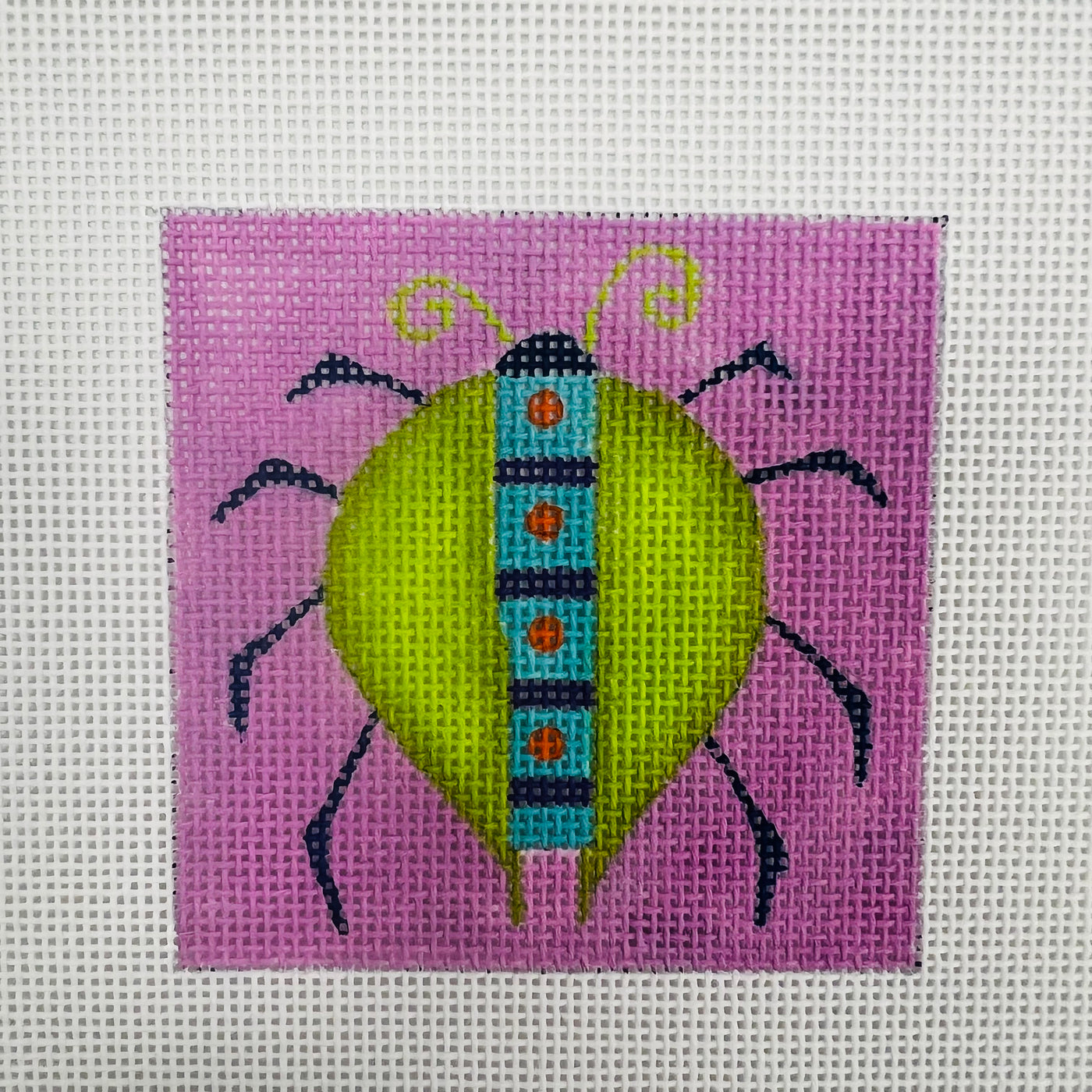 Green Bug Needlepoint canvas