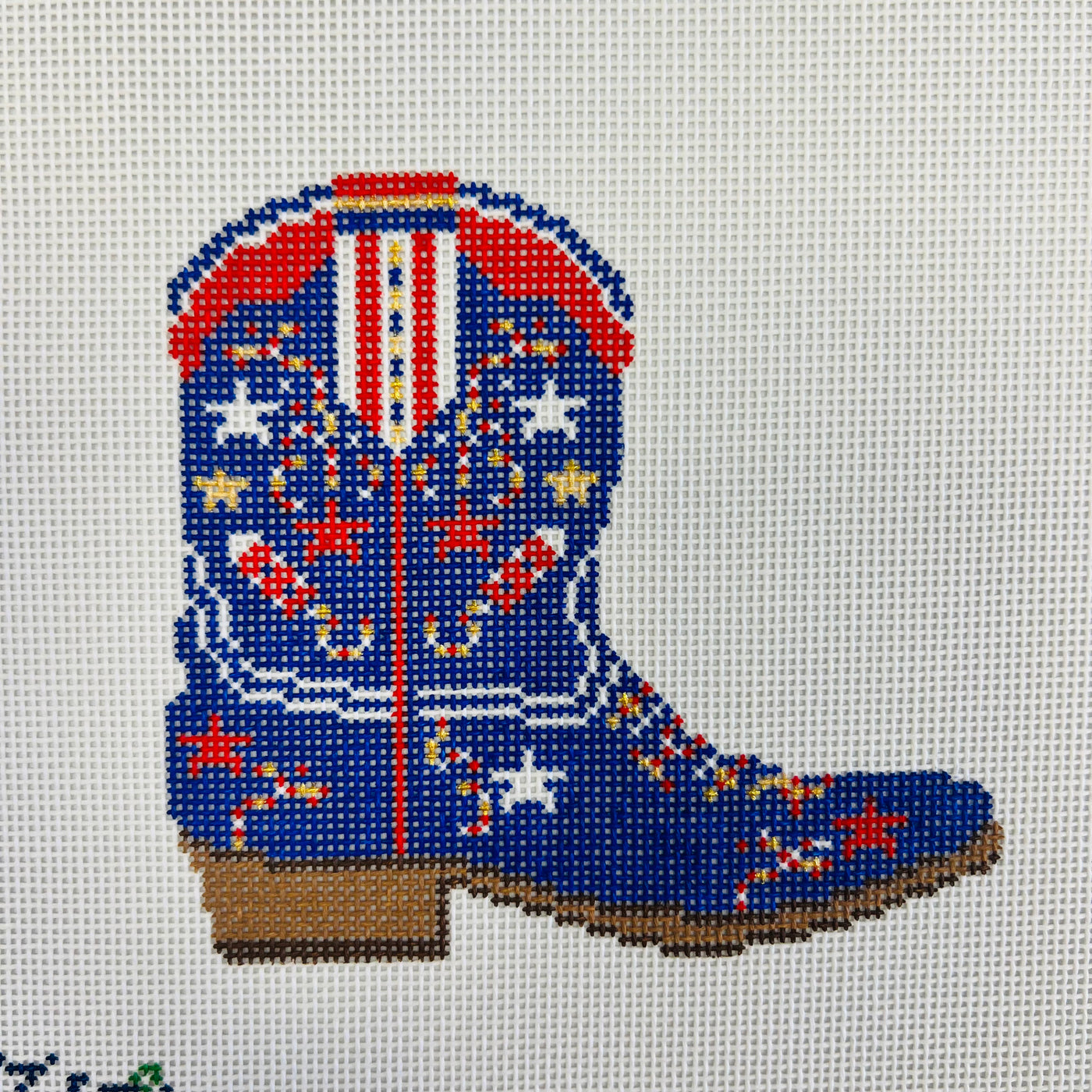 Patriotic Cowboy Boot Needlepoint Canvas