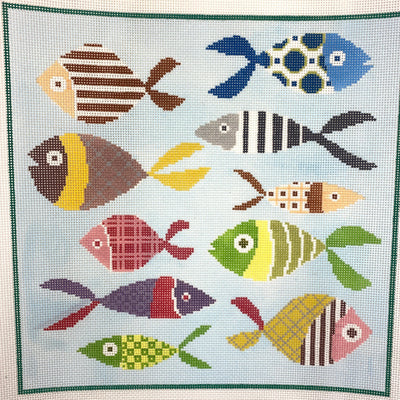 10 Fishes needlepoint canvas - Bargello Needlepoint