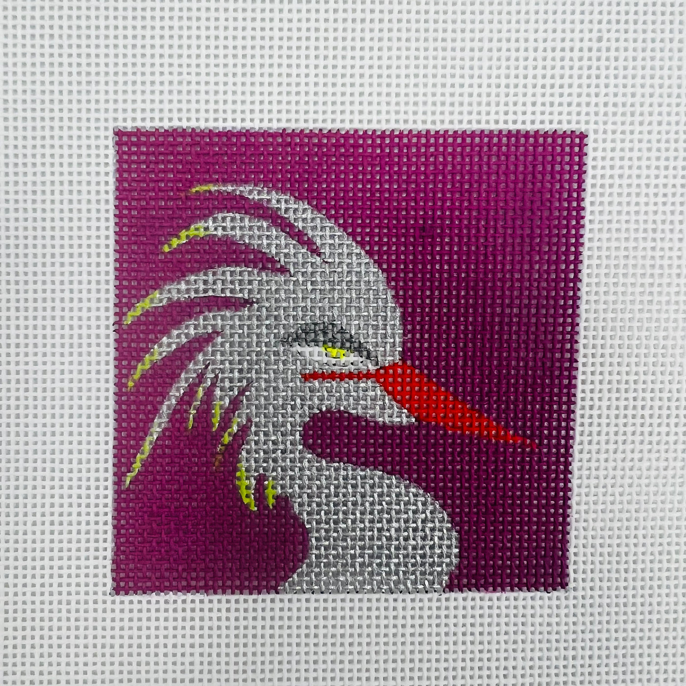 Grey Heron Square Needlepoint canvas