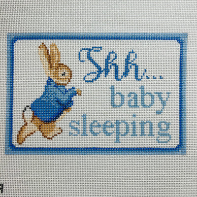 Peter Rabbit Baby Sleeping Blue Needlepoint Canvas