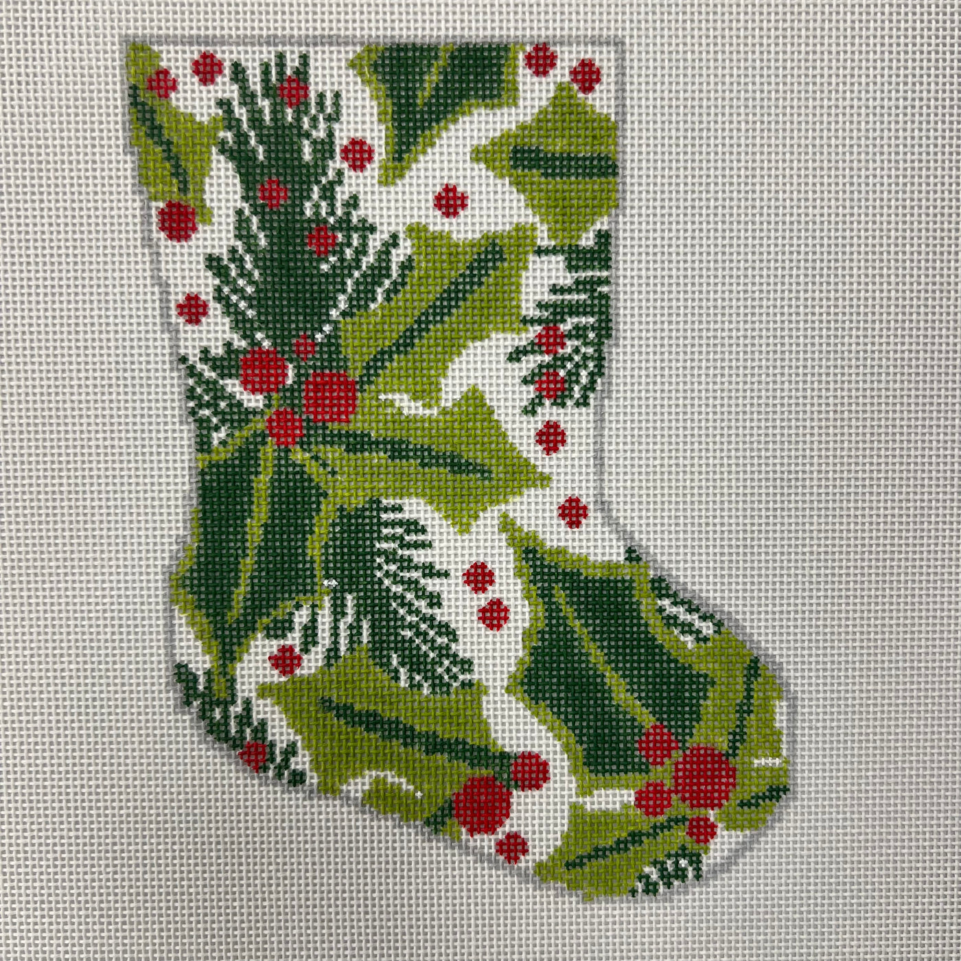 Balsam and Berry Mini Stocking Needlepoint Canvas