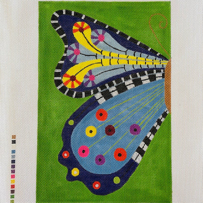 2 Part Blue Butterfly needlepoint canvas - Bargello Needlepoint