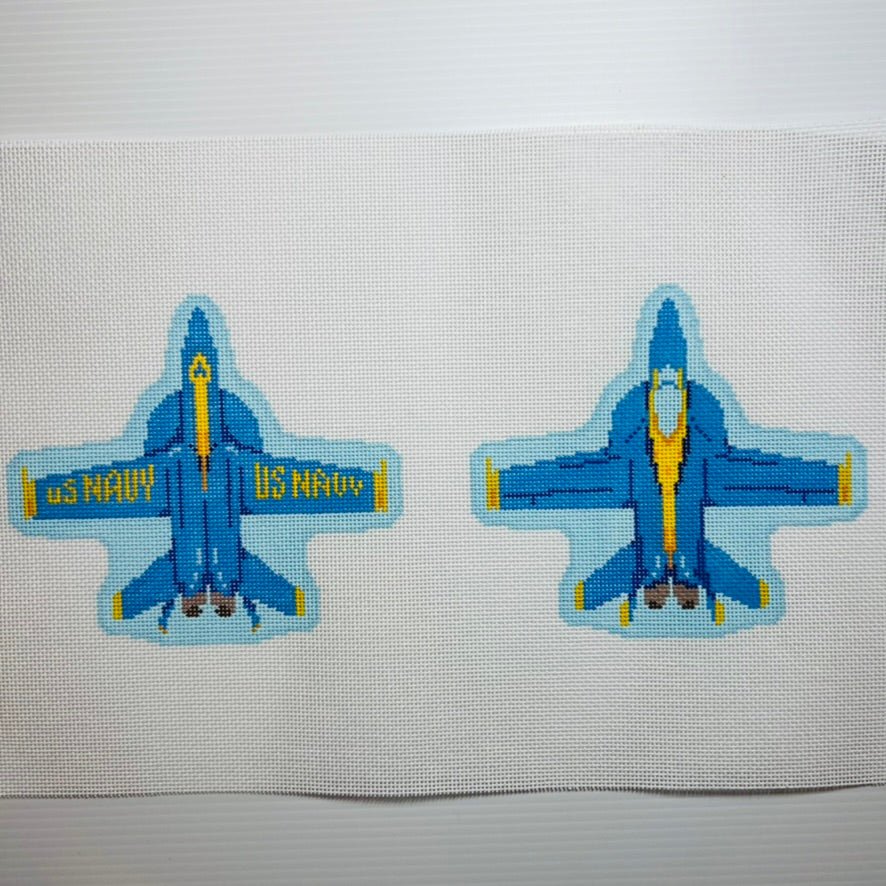 2 Sided Blue Angel Flyer Ornament needlepoint canvas - Bargello Needlepoint