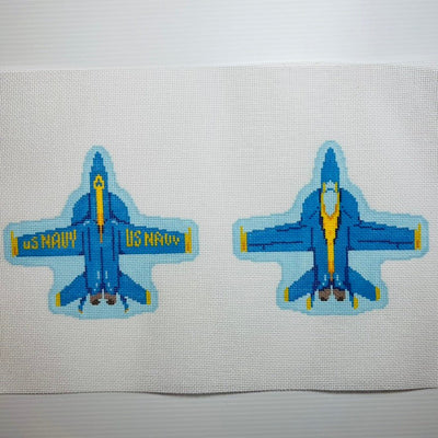 2 Sided Blue Angel Flyer Ornament needlepoint canvas - Bargello Needlepoint