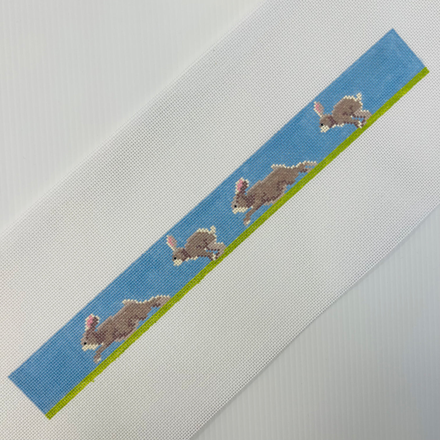 Hopping Rabbits Dog Collar Needlepoint Canvas