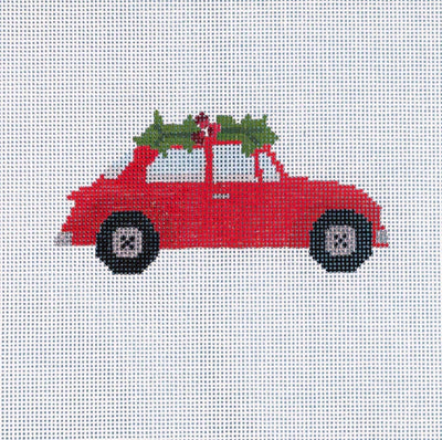 Bug Car - Red Needlepoint Canvas