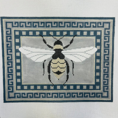 Elegant Bee with Grey Borders Needlepoint Canvas