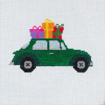 Bug Car - Green Needlepoint Canvas