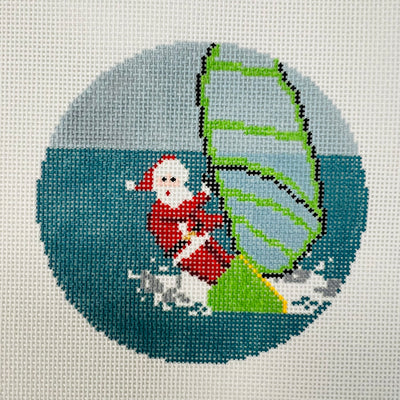 Sporty Santa - Windsurfing Needlepoint Canvas