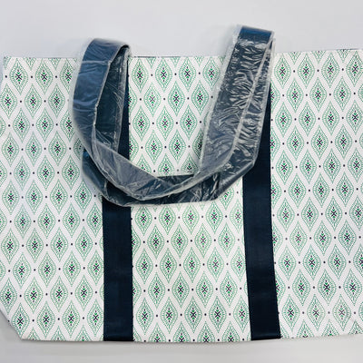 Green Ikat Tote Bag Needlepoint Canvas