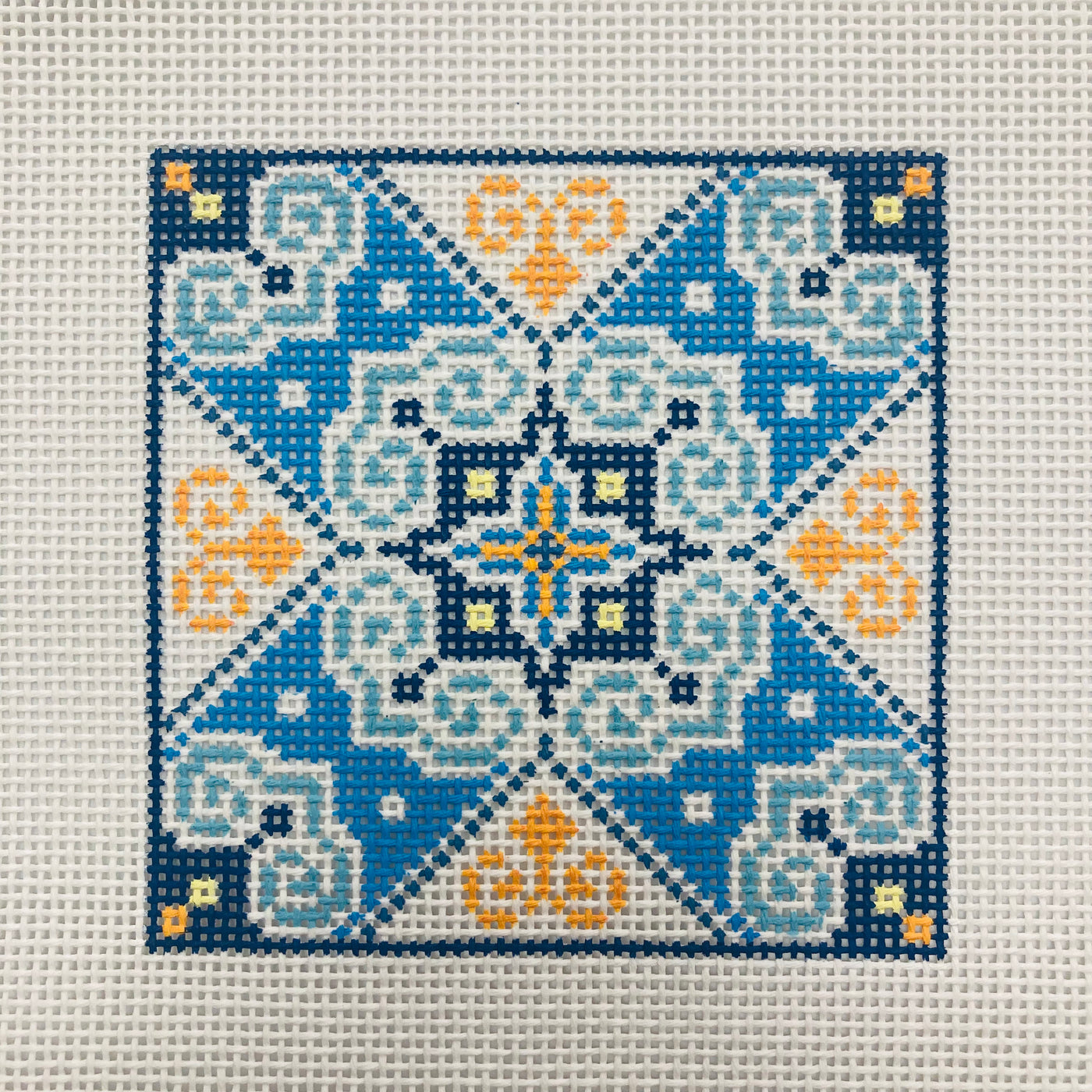 Asian Tile Blue And Yellow