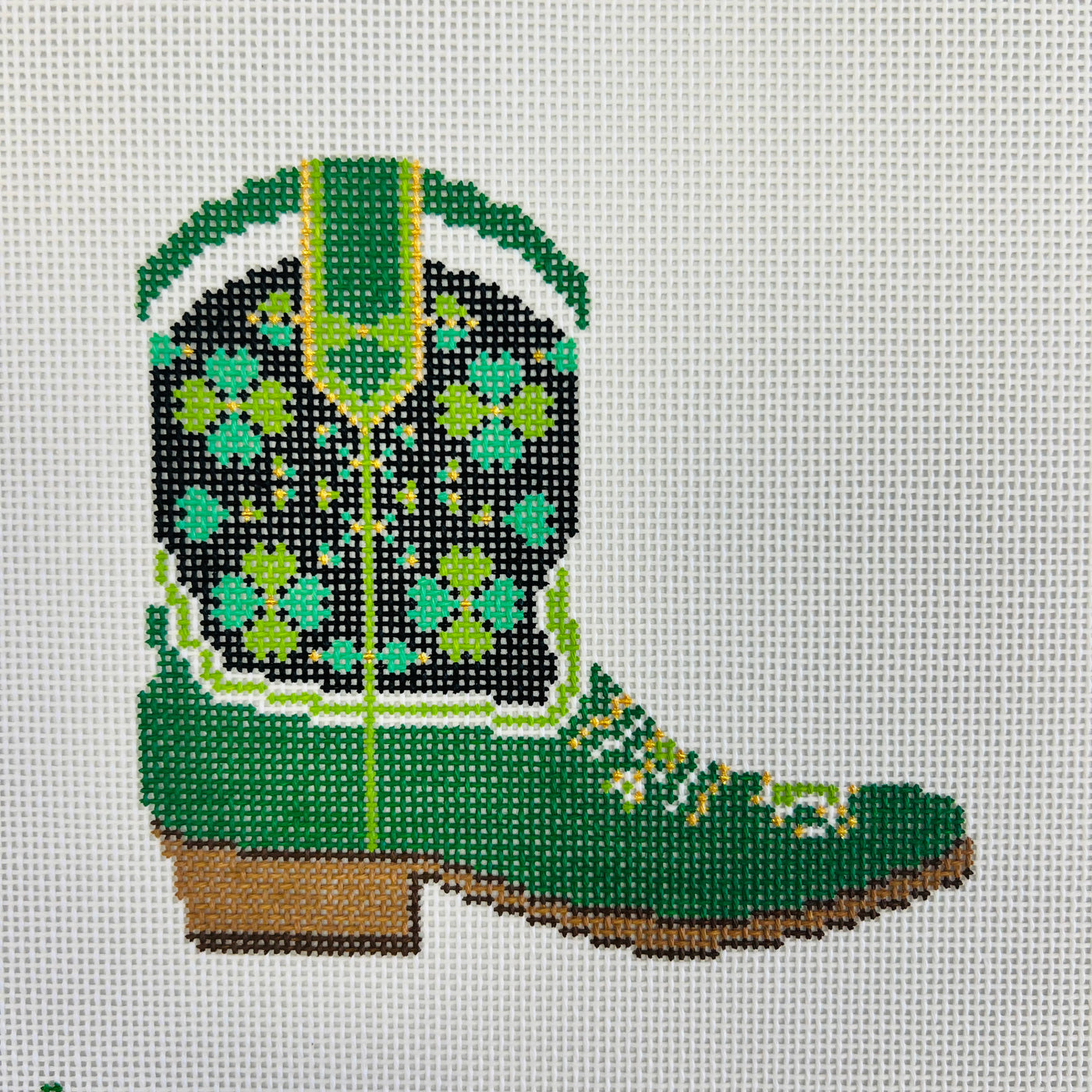 Lucky Cowboy Boot Needlepoint Canvas