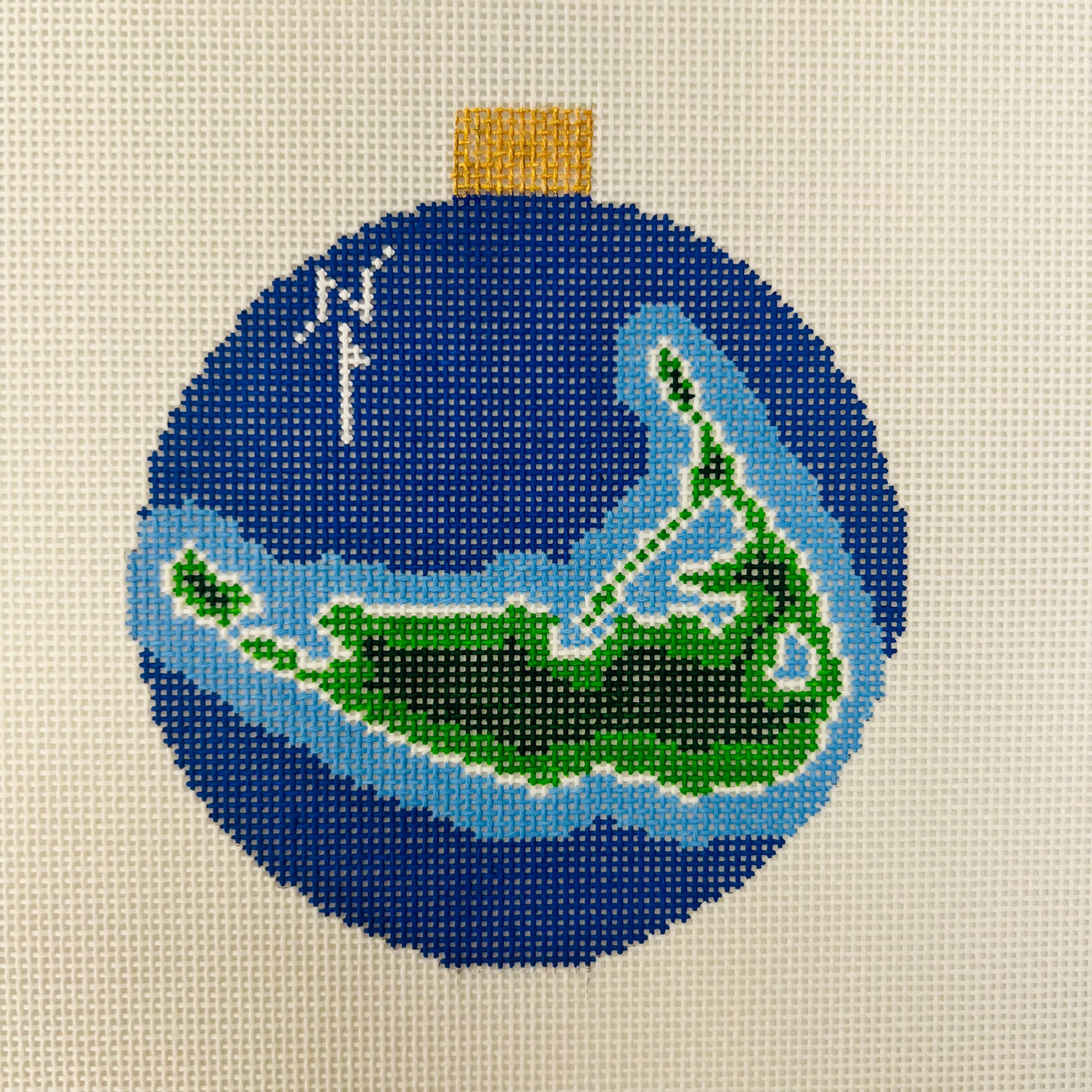 Natucket Map Ornament Needlepoint Canvas