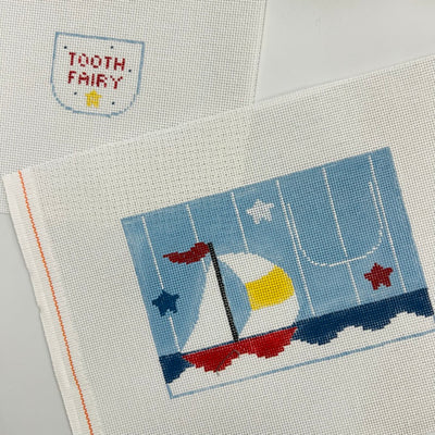 Sailboat Toothfairy Pillow with Pocket Needlepoint Canvas