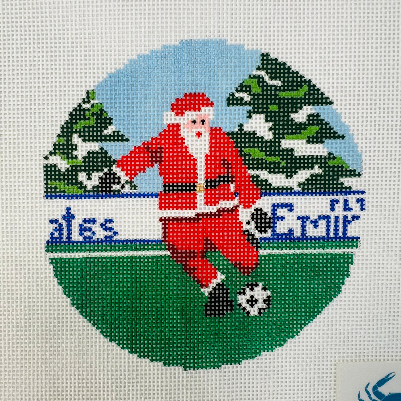 Sporty Santa -- Soccer Needlepoint Canvas