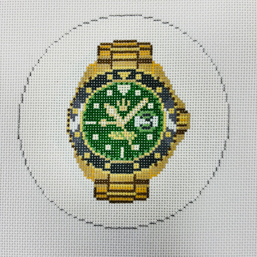 Golden Hour Watch Round Needlepoint Canvas