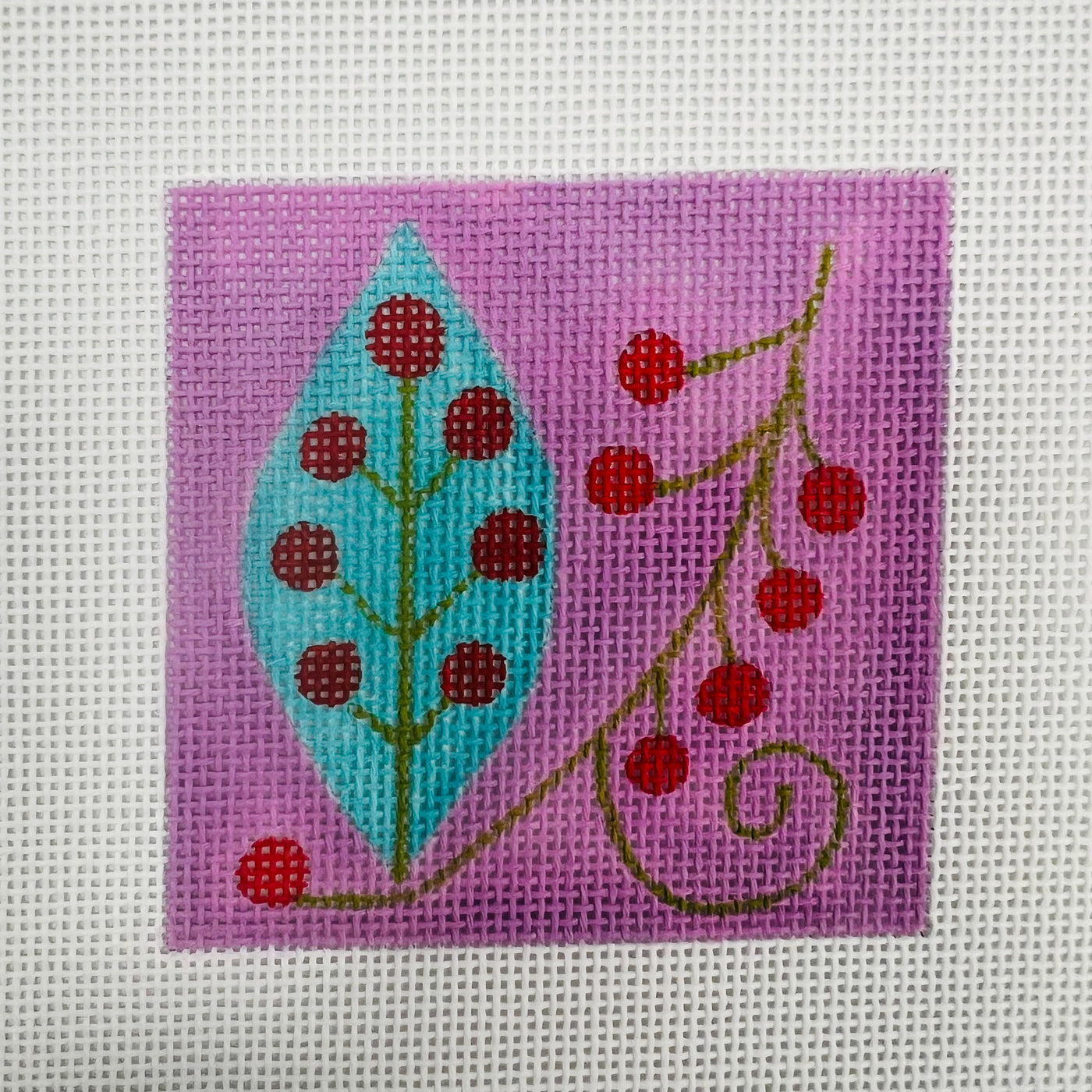 Aqua Leaf Needlepoint canvas