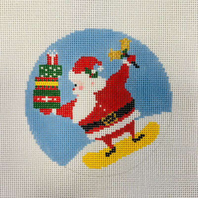 Snowboard Santa Ornament Needlepoint Canvas