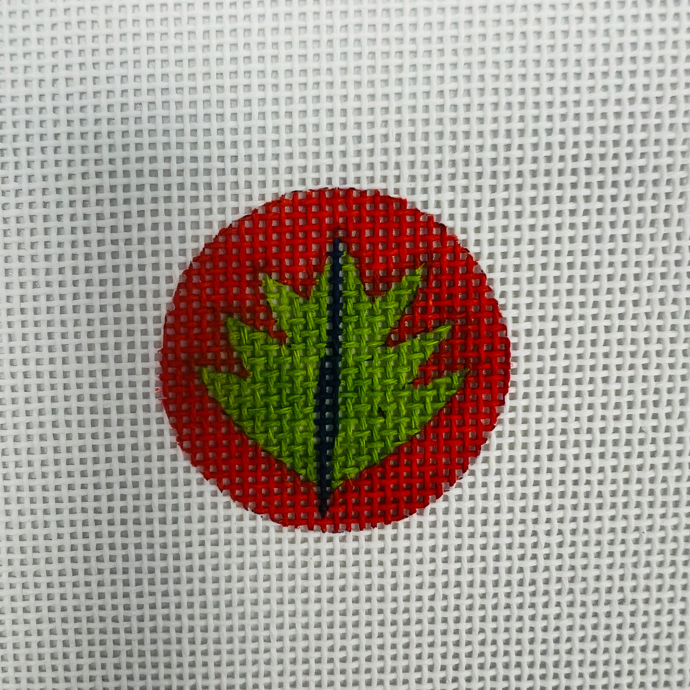 Green Leaf Key Fob Needlepoint canvas