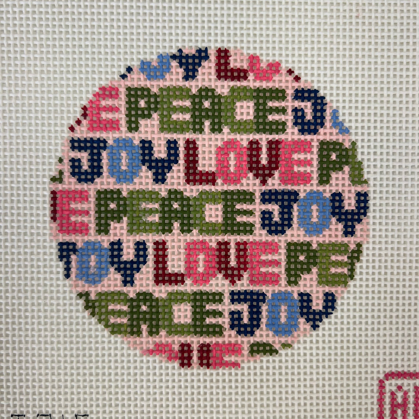 Peace Love Joy Ornament Needlepoint Canvas