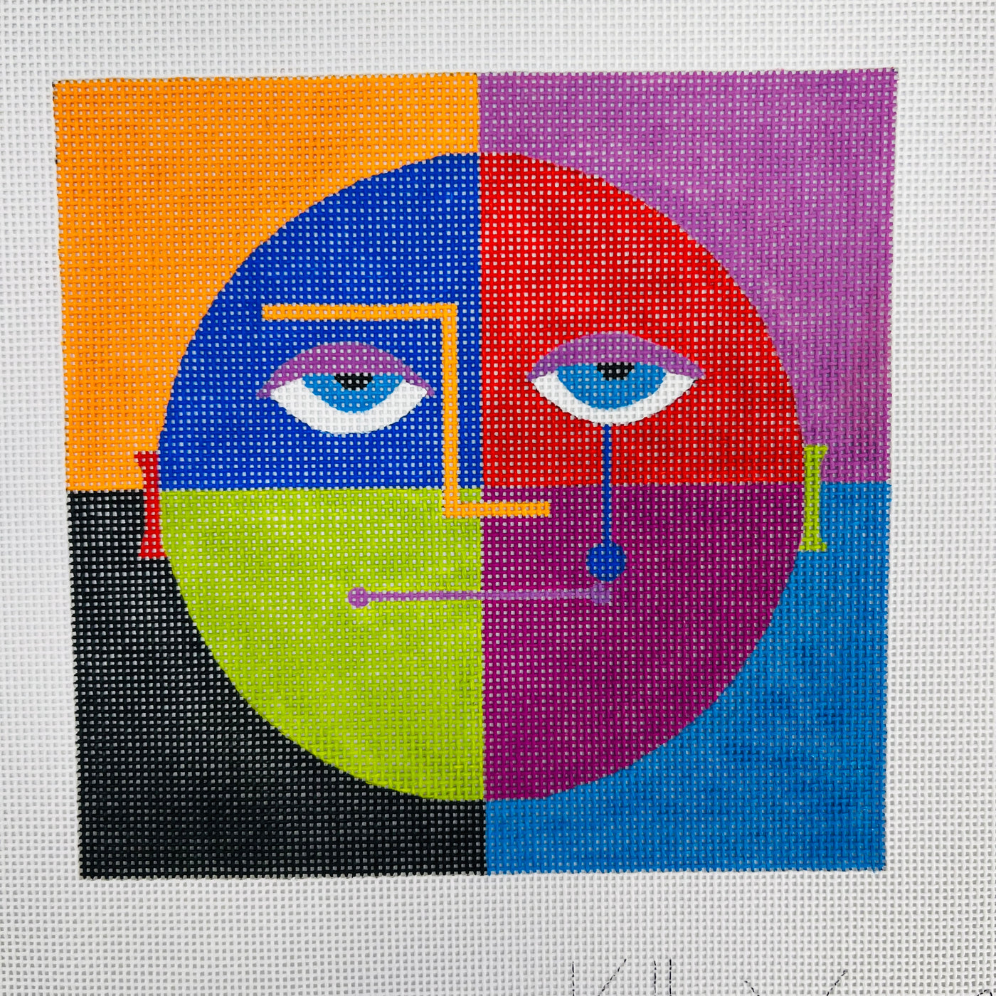 Color Blocked Face Needlepoint Canvas