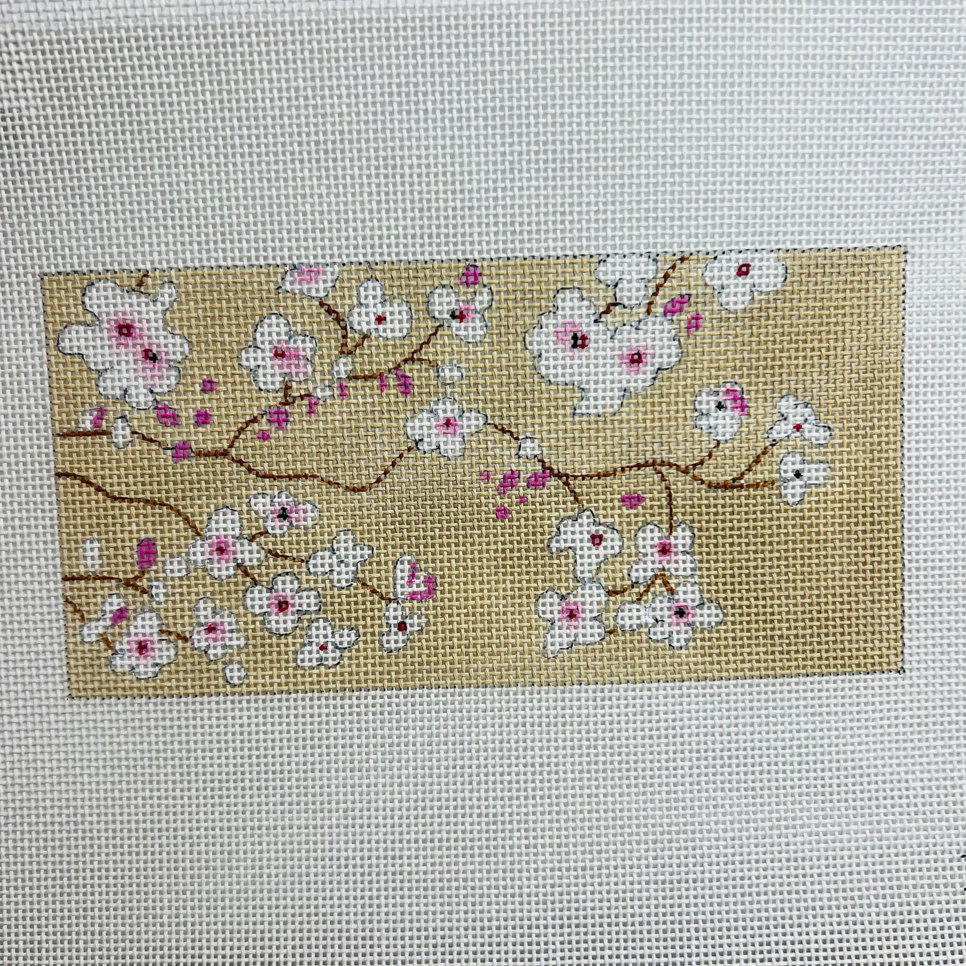 White Cherry Blossoms Insert Needlepoint Canvas