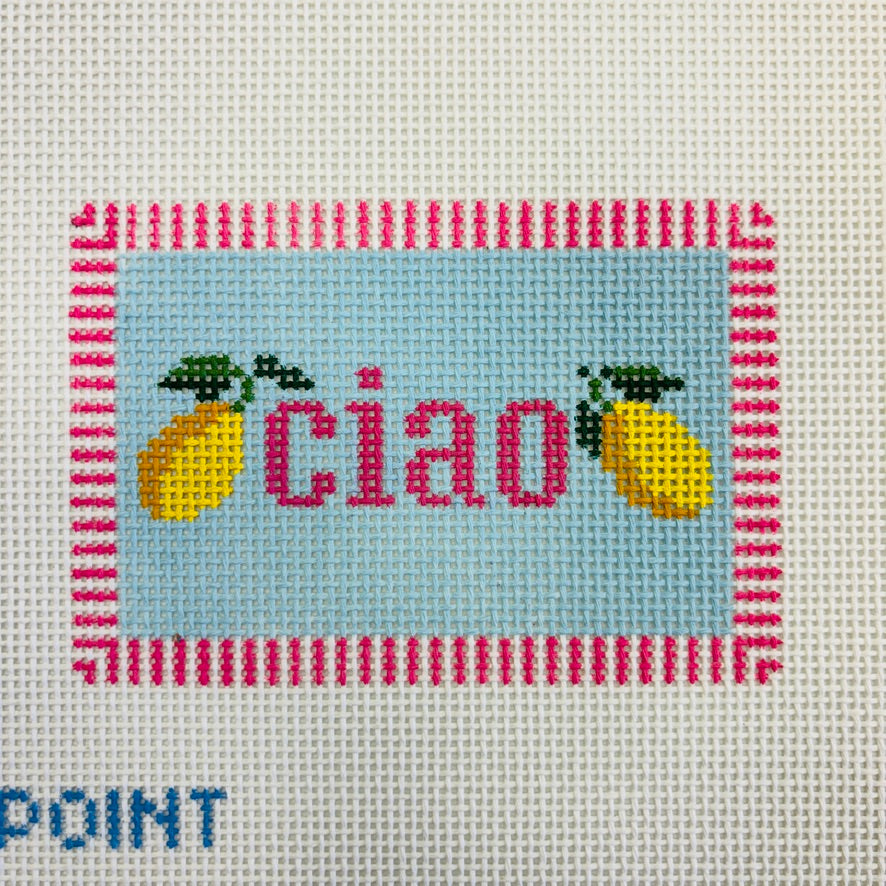 Ciao Passport Insert with Lemons Needlepoint Canvas