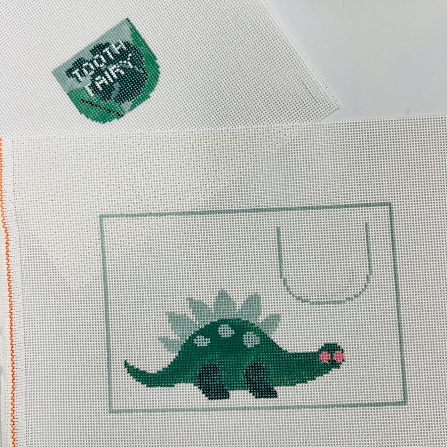 Dinosaur Toothfairy Pillow with Pocket Needlepoint Canvas