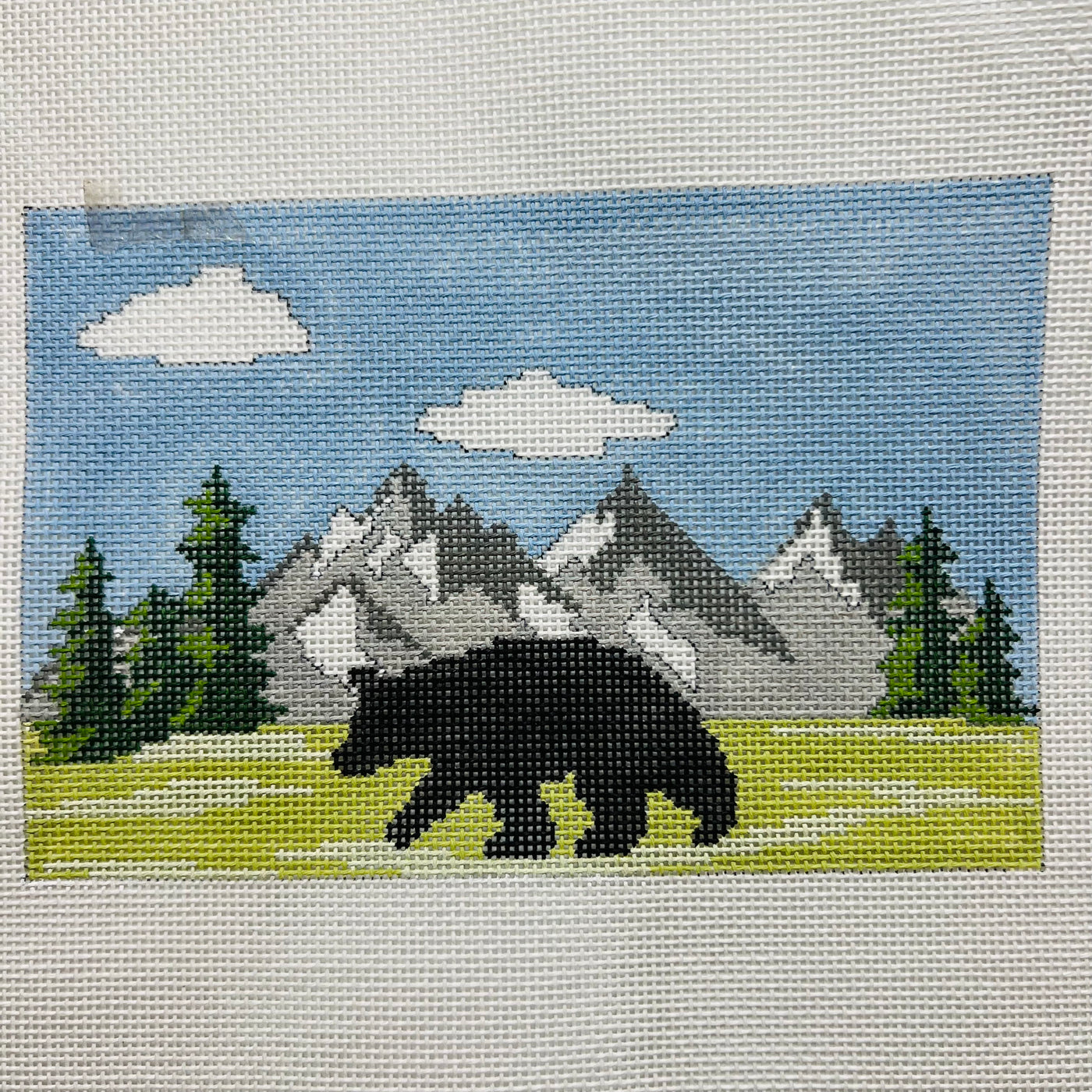 Mountain and Bear Tooth Fairy Pillow Needlepoint Canvas