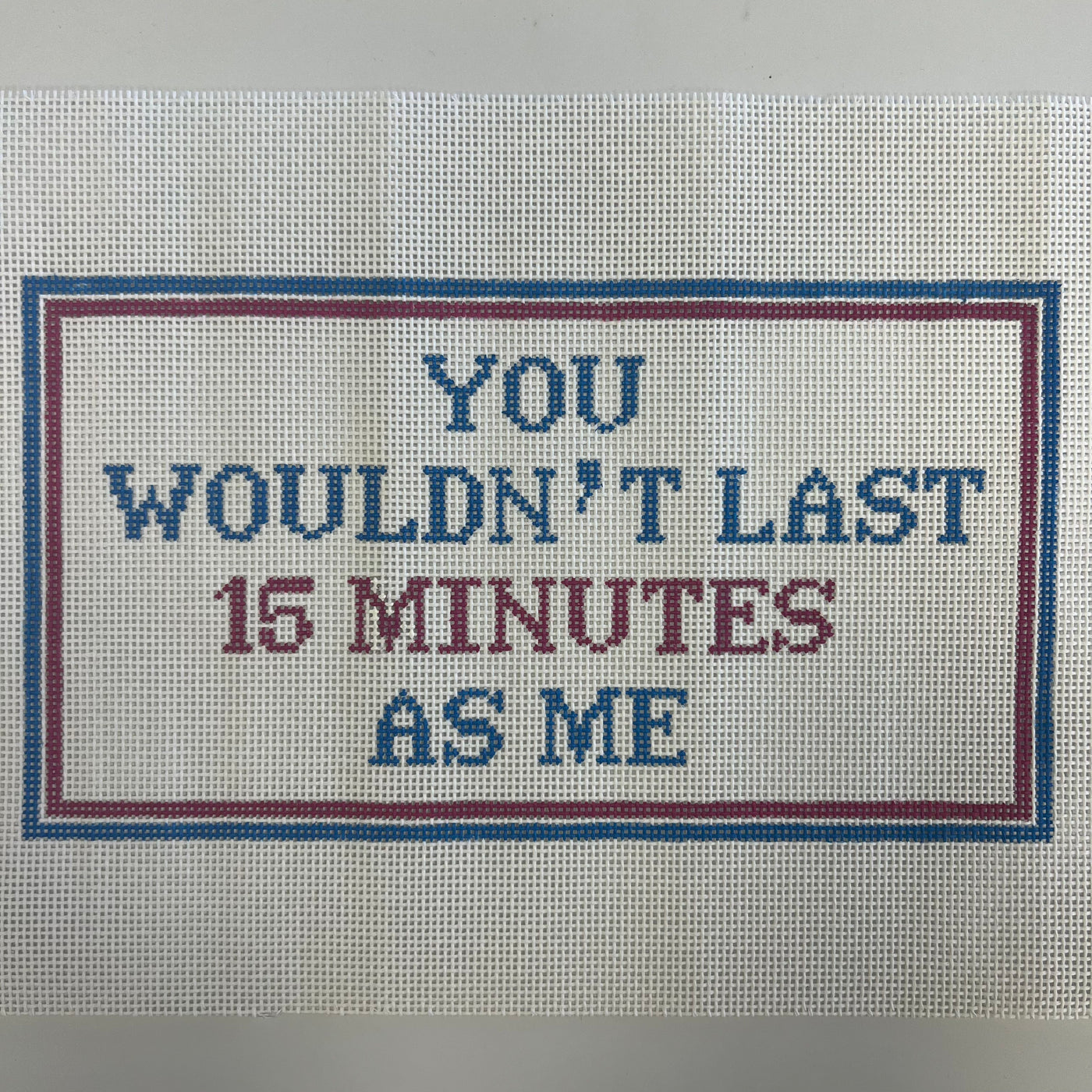 You Wouldn't Last 15 Minutes As Me Needlepoint Canvas