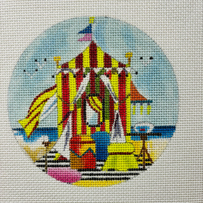 Beach Tent Round Needlepoint Canvas