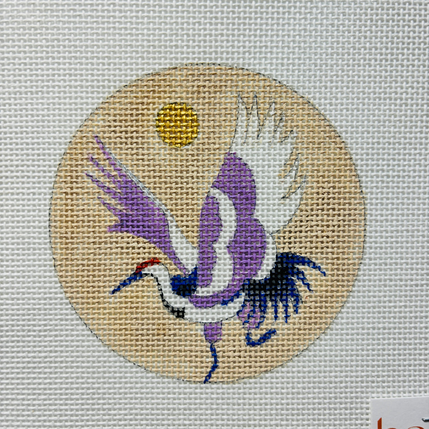 Bird with Gold Moon Needlepoint Canvas