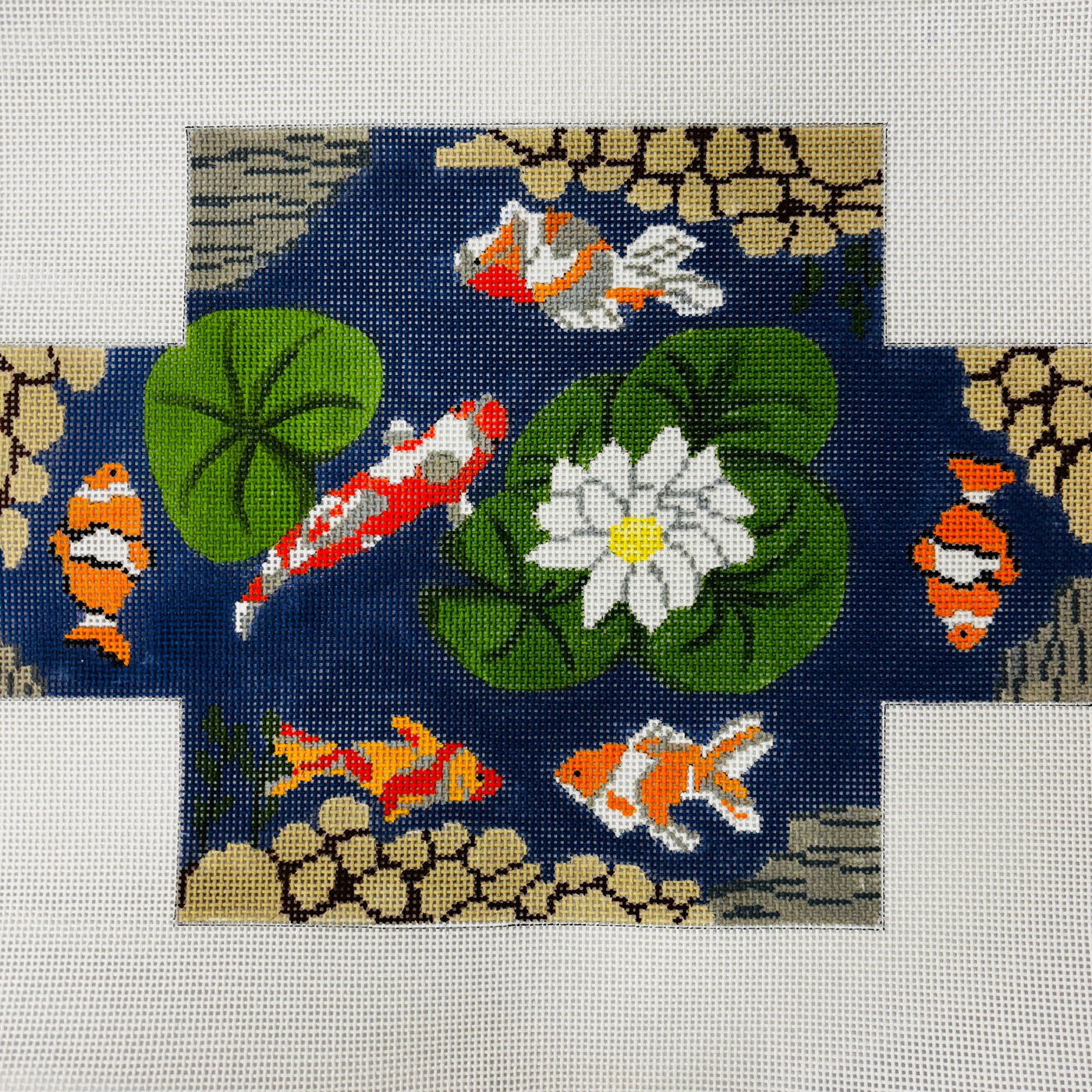 Koi Pond Brick Cover Needlepoint Canvas