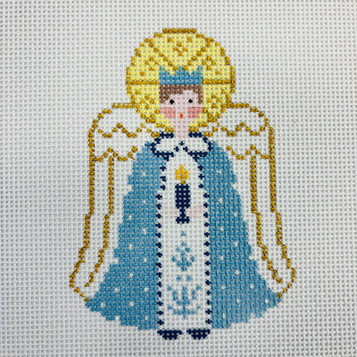 Blue Cape Angel Ornament Needlepoint Canvas