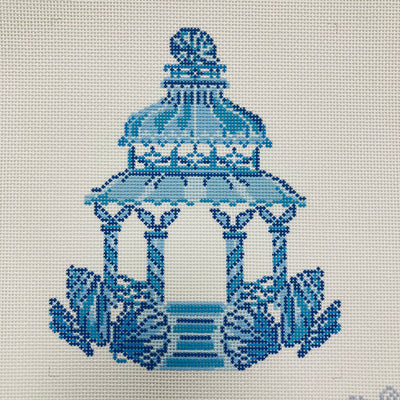 Blue Shells Pagoda Needlepoint Canvas