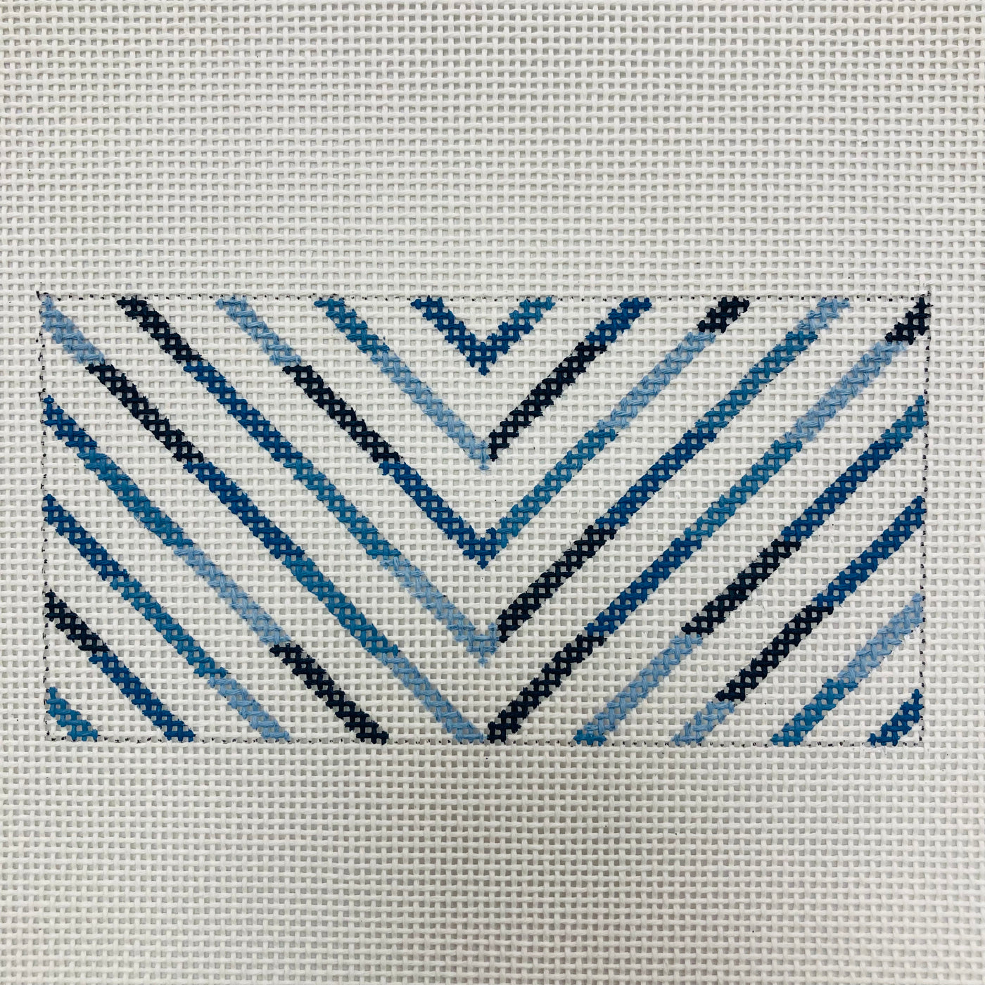 Blue Chevron 3 x 6 Insert Needlepoint Canvas