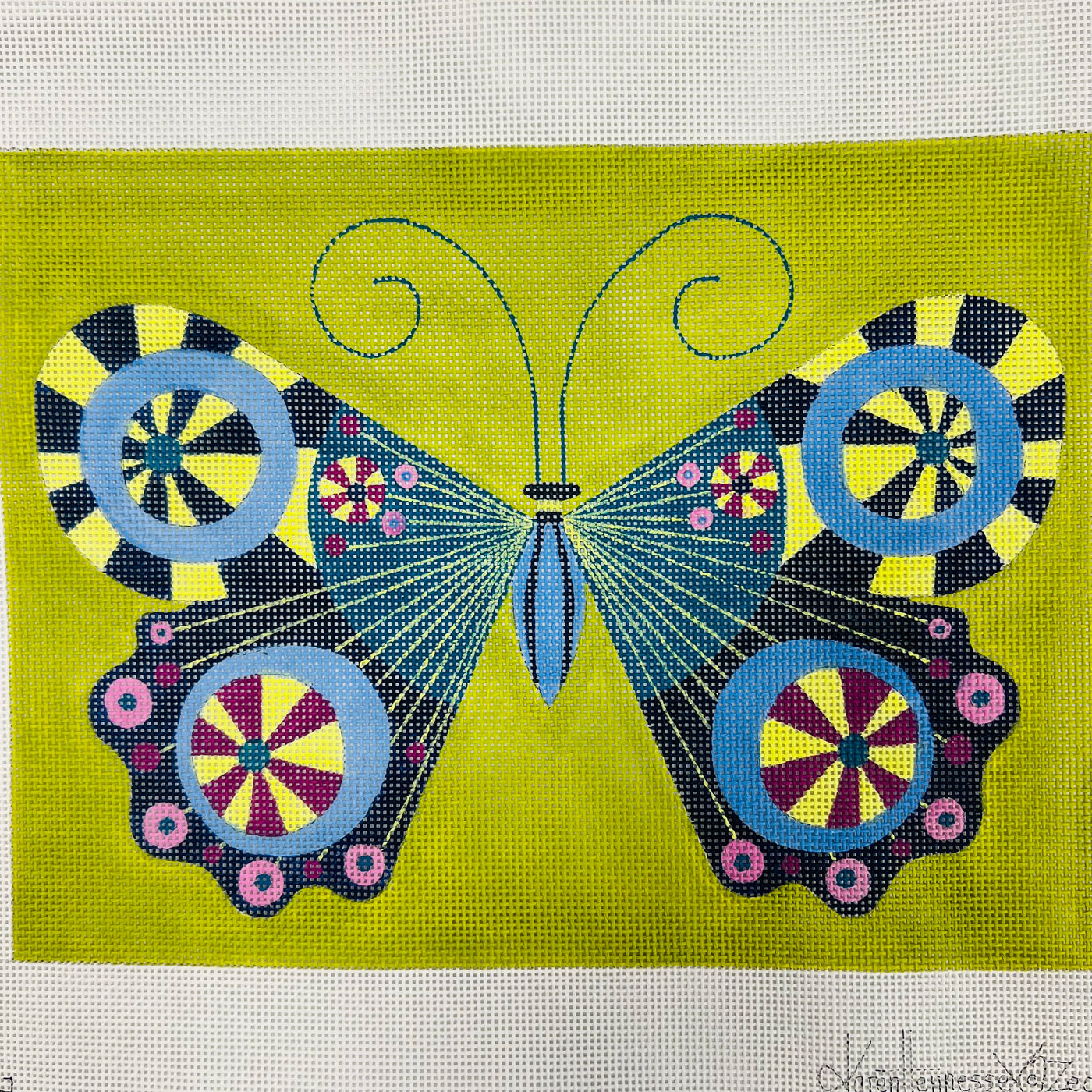 Teal / Midnight Butterfly Needlepoint Canvas