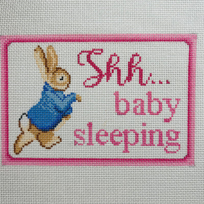 Peter Rabbit Baby Sleeping Pink Needlepoint Canvas