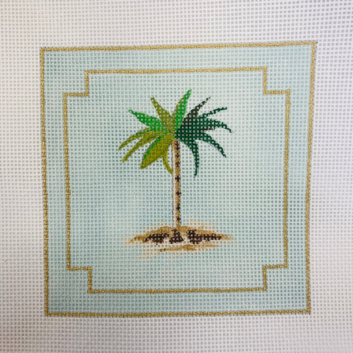 Palm Tree On Pale Turquoise Coaster