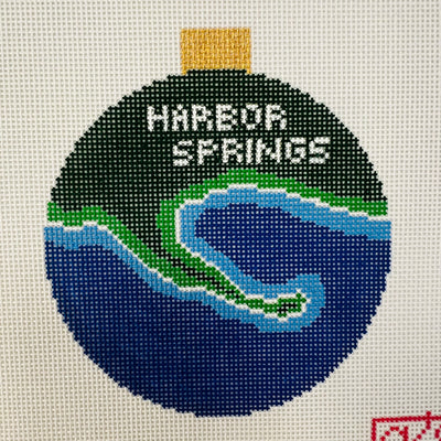 Harbor Springs, MI Map Ornament Needlepoint Canvas