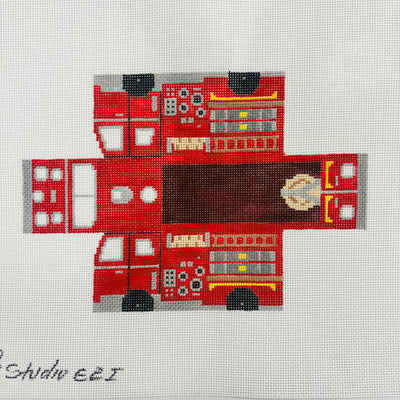 Cool Wheels Fire Engine 3D Ornament Needlepoint Canvas