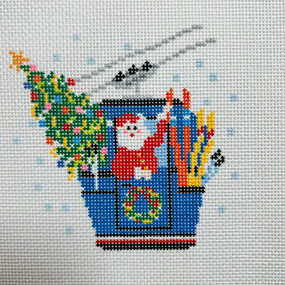 Gondola Santa Ornament Needlepoint Canvas