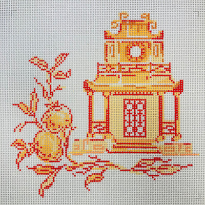 Persimmon Pagoda Orange Needlepoint Canvas