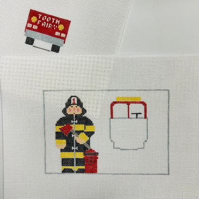 Fireman Toothfairy Pillow with Pocket Needlepoint Canvas