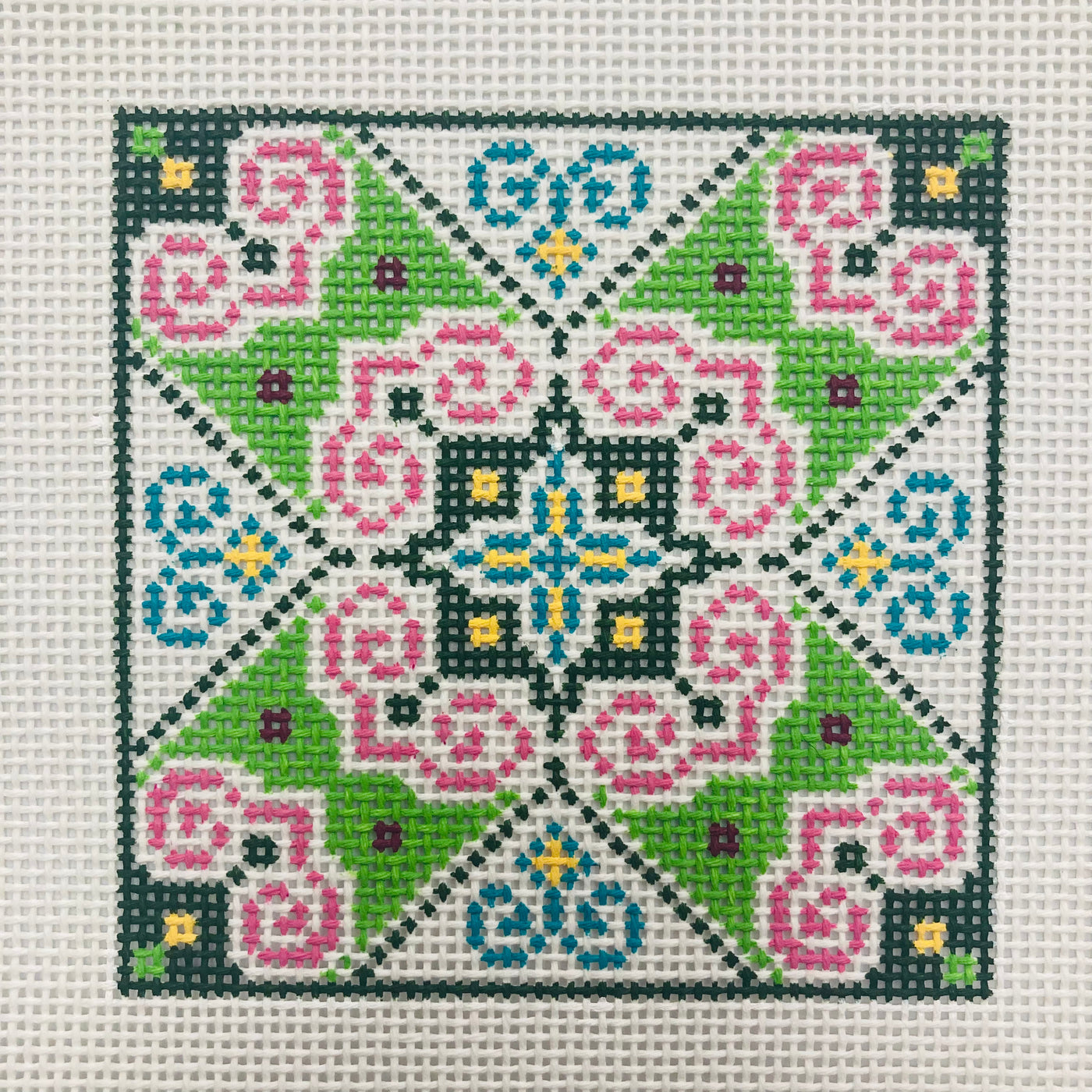 Asian Tile Green And Pink