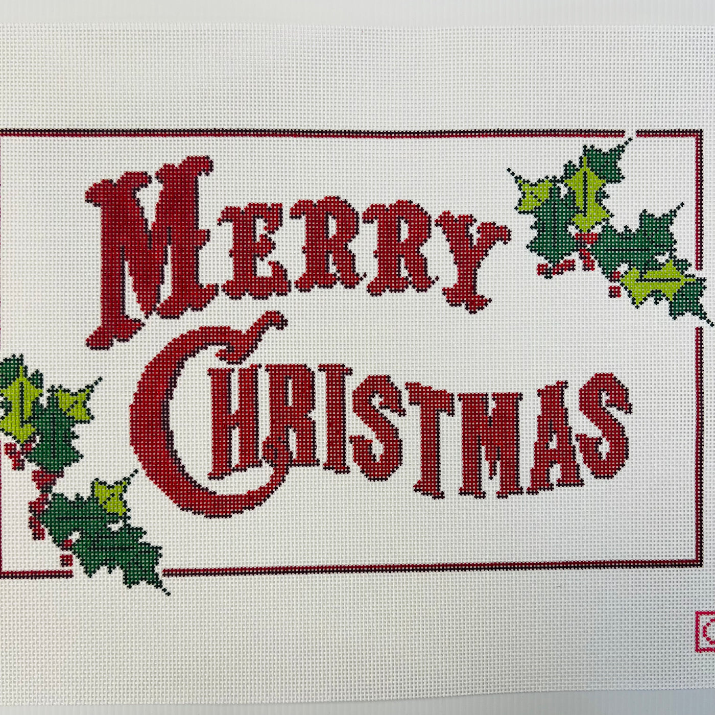 Merry Christmas Pillow Needlepoint Canvas