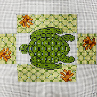 Green Sea Turtle Brick Cover Needlepoint Canvas