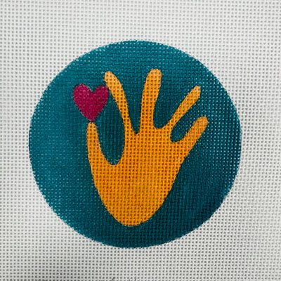 Heart in Hand Circle Needlepoint Canvas