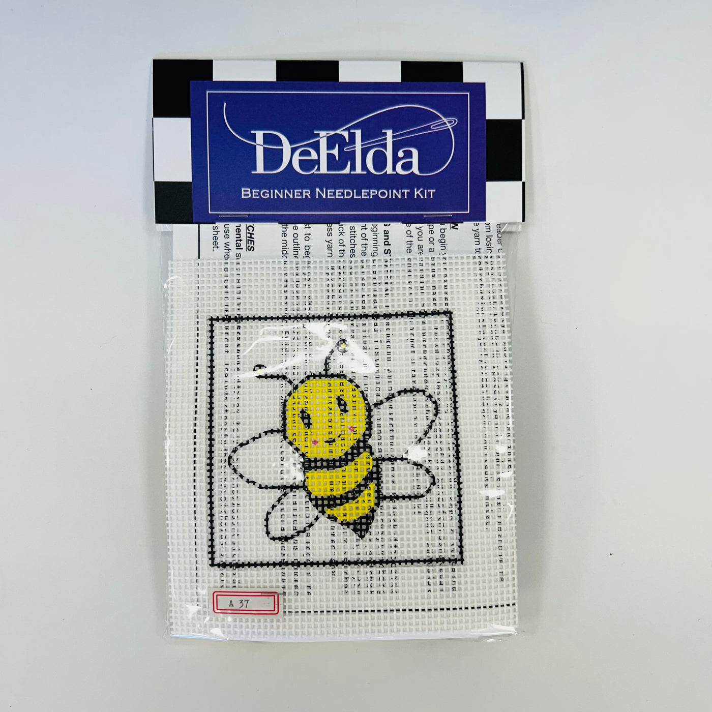 DeElda Bumble Bee Needlepoint Canvas Kit (includes fiber)